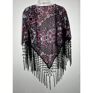 Bongo Shawl Junior’s Size Medium Bohemian Black Fringe sheer fabric